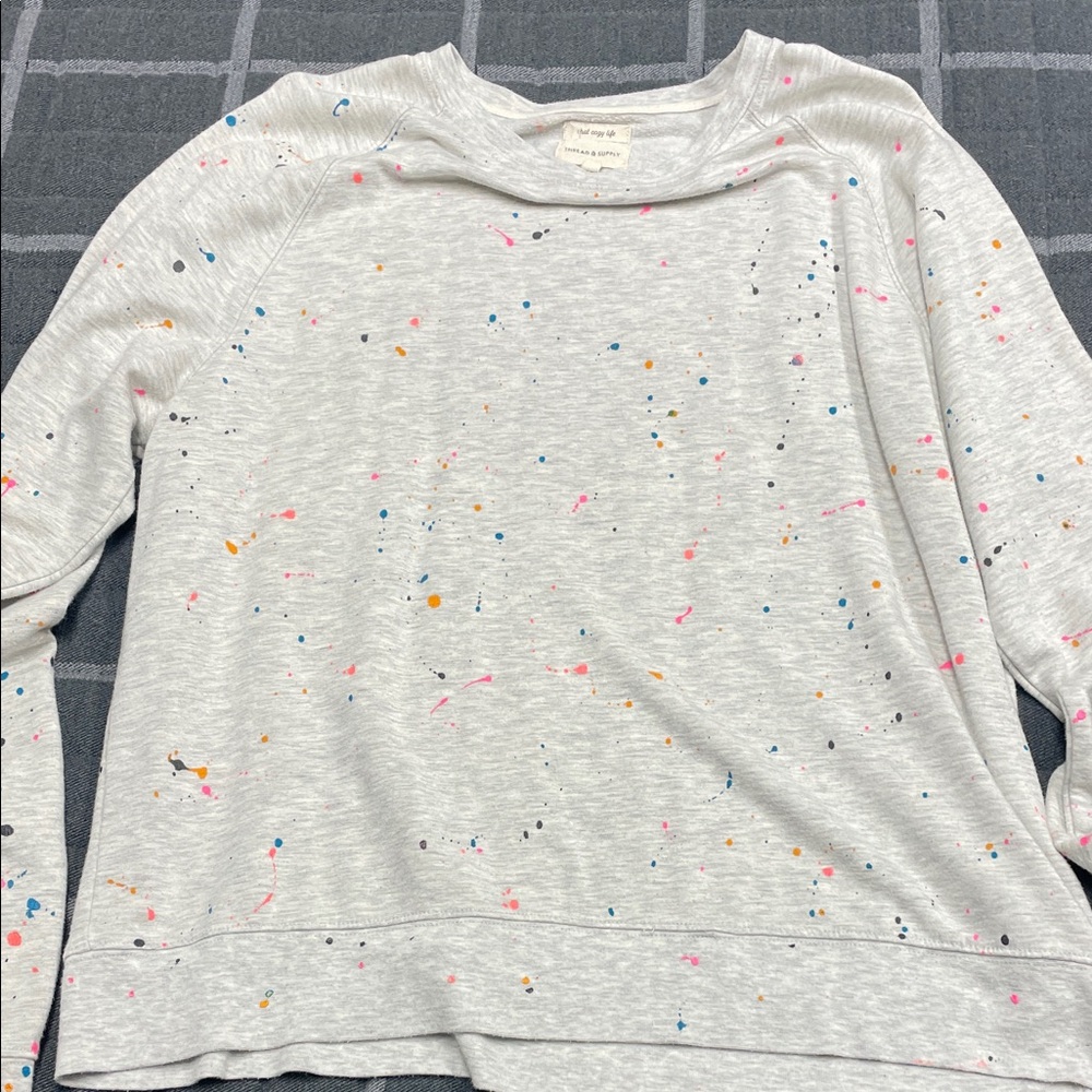 Thread & Supply Light Gray Speckled Long Sleeve Top